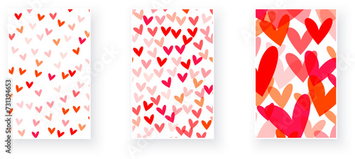 hearts in various shades of pink and red