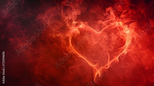 Smoke heart on red background  valentine s day background