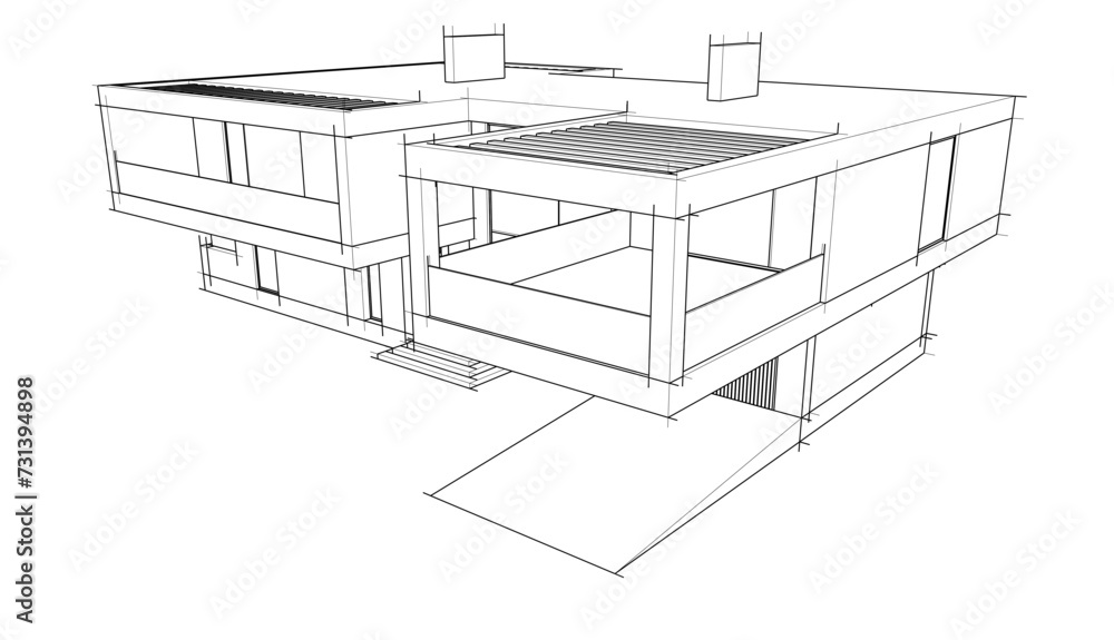 house building sketch architecture 3d illustration house building sketch architecture 3d illustration