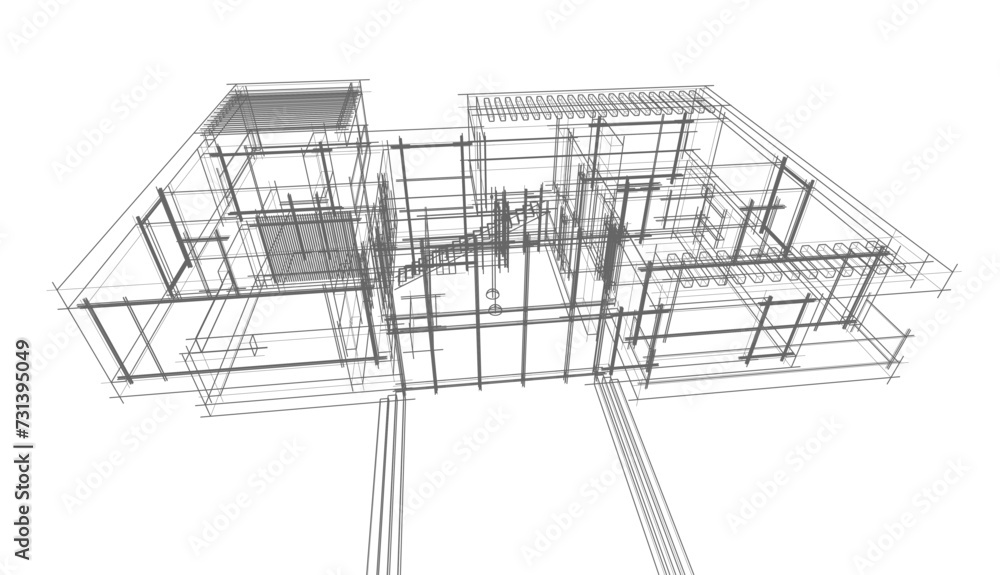 house building sketch architecture 3d illustration house building sketch architecture 3d illustration