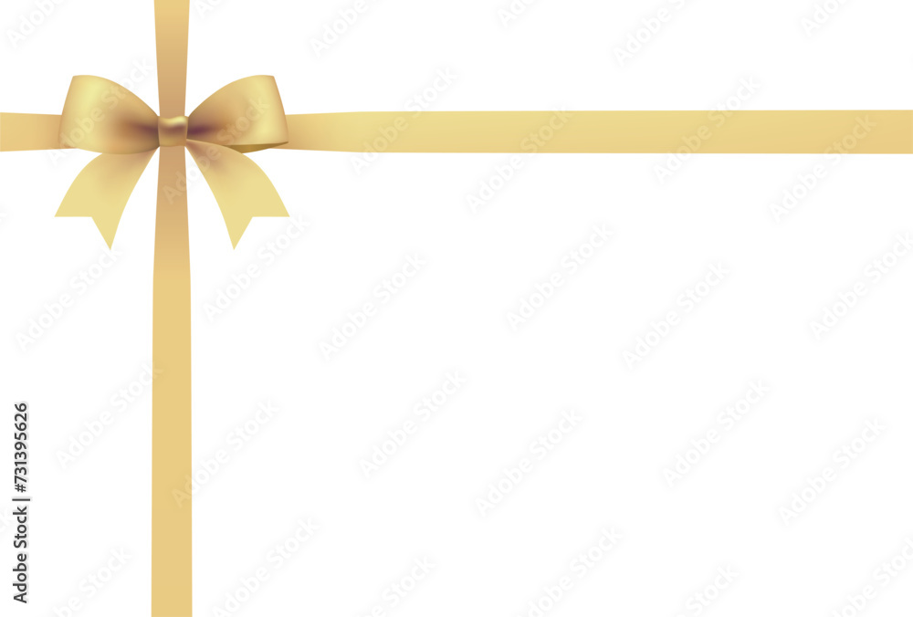 Gold ribbon and bow isolated on white background. Holiday decoration. Elegant frame. Vector illustration. Gold ribbon and bow isolated on white background. Holiday decoration. Elegant frame. Vector illustration.