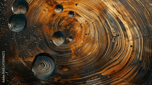 Zoomed view of wood with oil and water stains, highlighting the natural texture through everyday marks