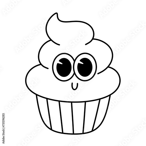 Happy halloween sweet candy party cartoon character line icon.