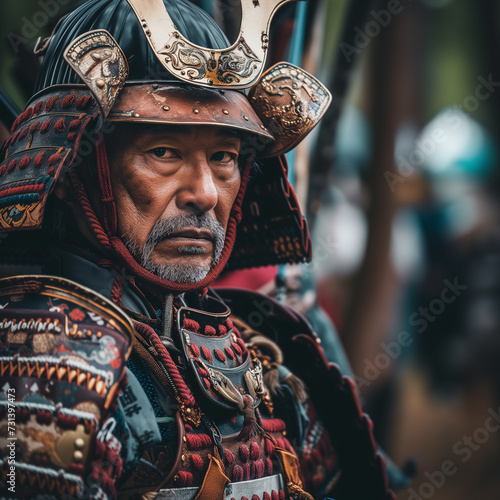 Samurai Warrior in Traditional Armor