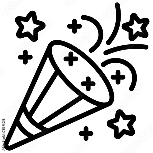 Confetti black outline icon, related to carnival, festival theme, best for UI, UX kit, web and app development