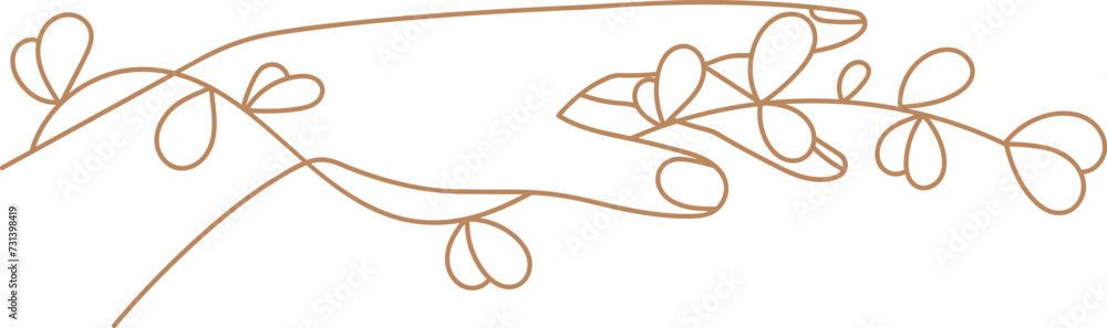 Hand Holding Floral Branch Outline Hand Holding Floral Branch Outline
