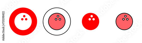 Bowling icon set illustration. bowling ball and pin sign and symbol.