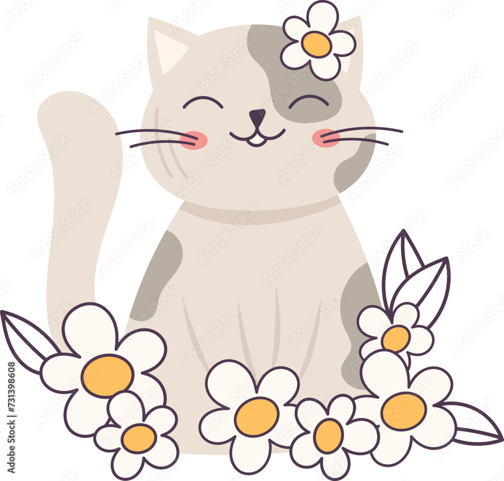 Cat With Flowers Cat With Flowers