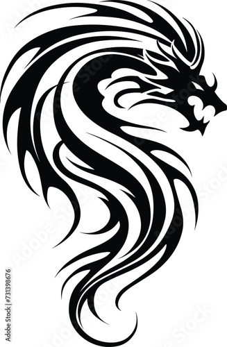 Wallpaper Mural Dragon tattoo design, Dragon tribal, black and white, Dragon vector, Dragon illustration. Torontodigital.ca