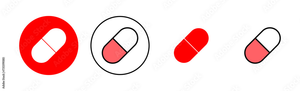 Pills icon set illustration. capsule icon. Drug sign and symbol Pills icon set illustration. capsule icon. Drug sign and symbol