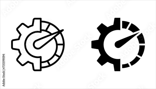 Engine performance icon set. Speedometer, tachometer icon set. Performance concept on white background