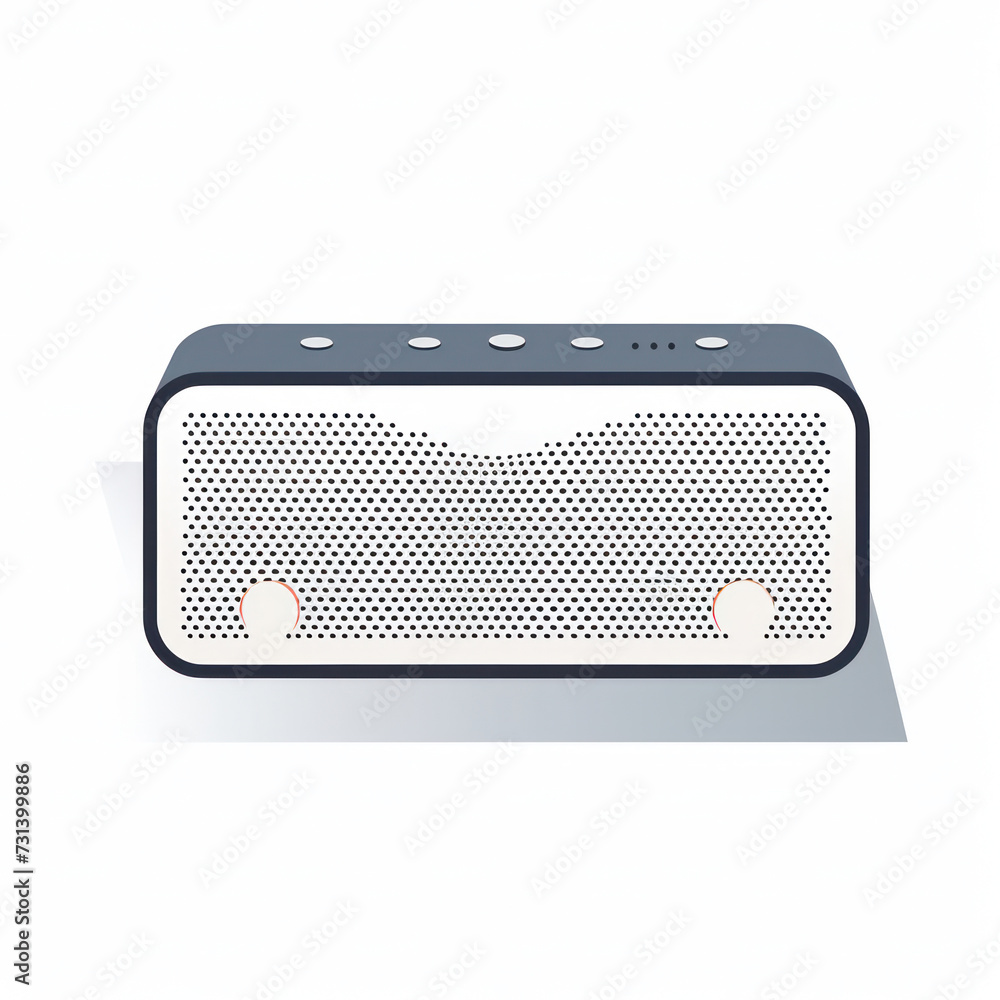 Modern Portable Bluetooth Speaker with Powerful Bass and Wireless Connectivity in Black and White Modern Portable Bluetooth Speaker with Powerful Bass and Wireless Connectivity in Black and White