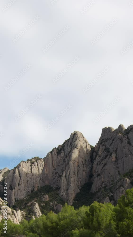 montserrat mountain, Calalonia, Spain in vertical montserrat mountain, Calalonia, Spain in vertical
