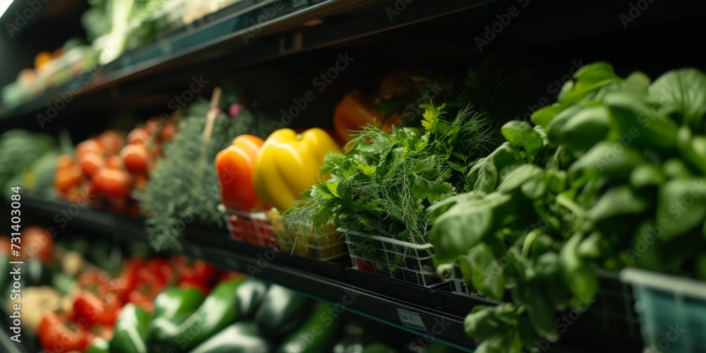 Vegetables and legumes on supermarket shelf