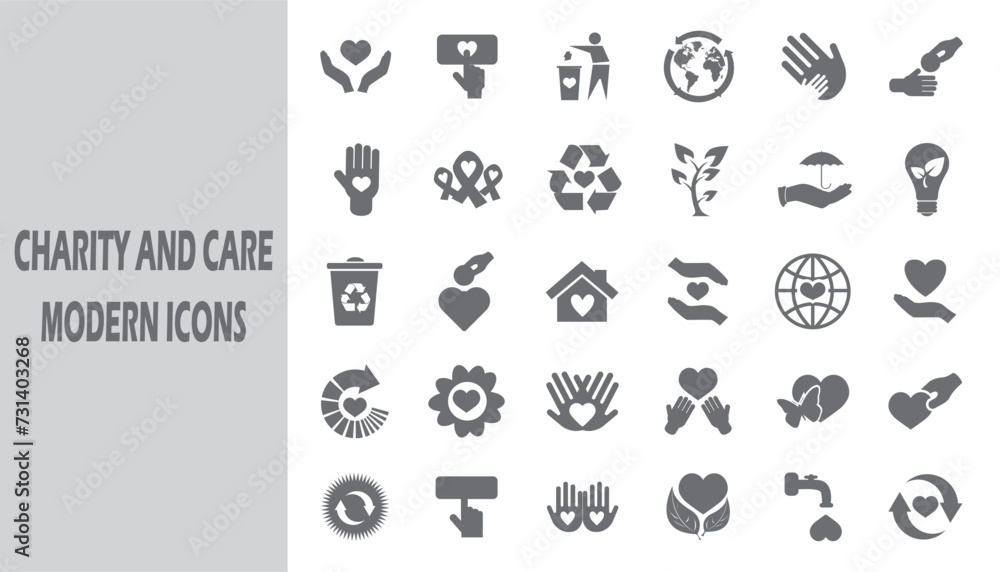 Charity and care modern icons. love sign.