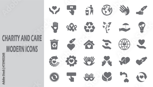 Charity and care modern icons. love sign.