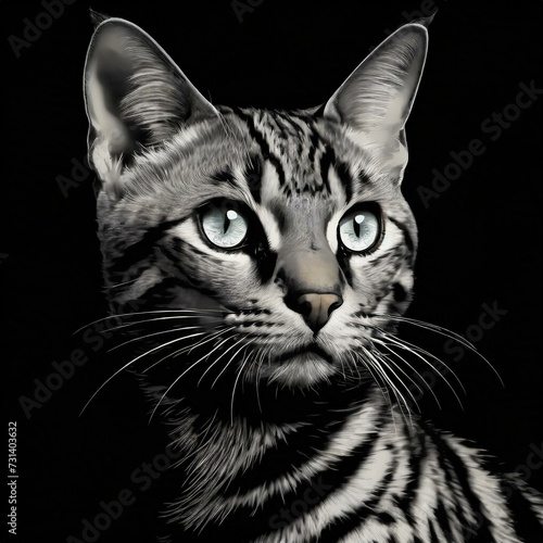beautiful head shot portrait of a bengal cat 
