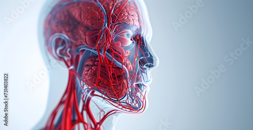 human anatomy 3d illustration of the circulatory system veins and arteries of the heart and their route in the human body