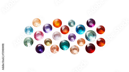 Beautiful, colorful gems arranged in a circle. alternating with text