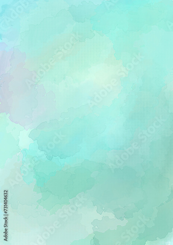 緑・エメラルドグリーン水彩模様の背景素材