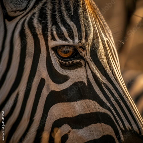 Close-Up of Zebra Eye in Golden Light