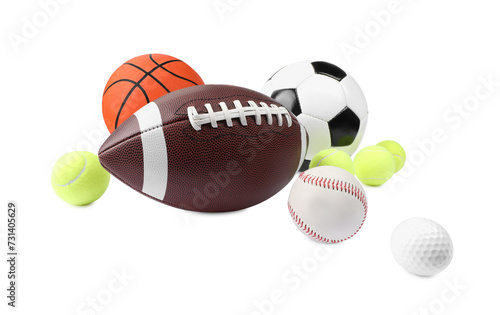 Many different sport balls isolated on white