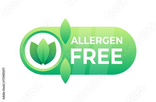 Health friendly allergen free label with a leaf design for hypoallergenic product assurance