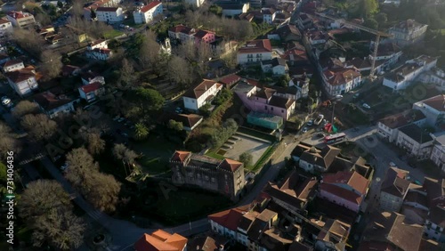 Historic building of Pacos do Marques in Ponte de Lima Portugal at golden hour photo