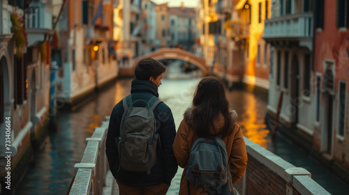 couple on a city trip in Venice Italy  men and woman in Venice