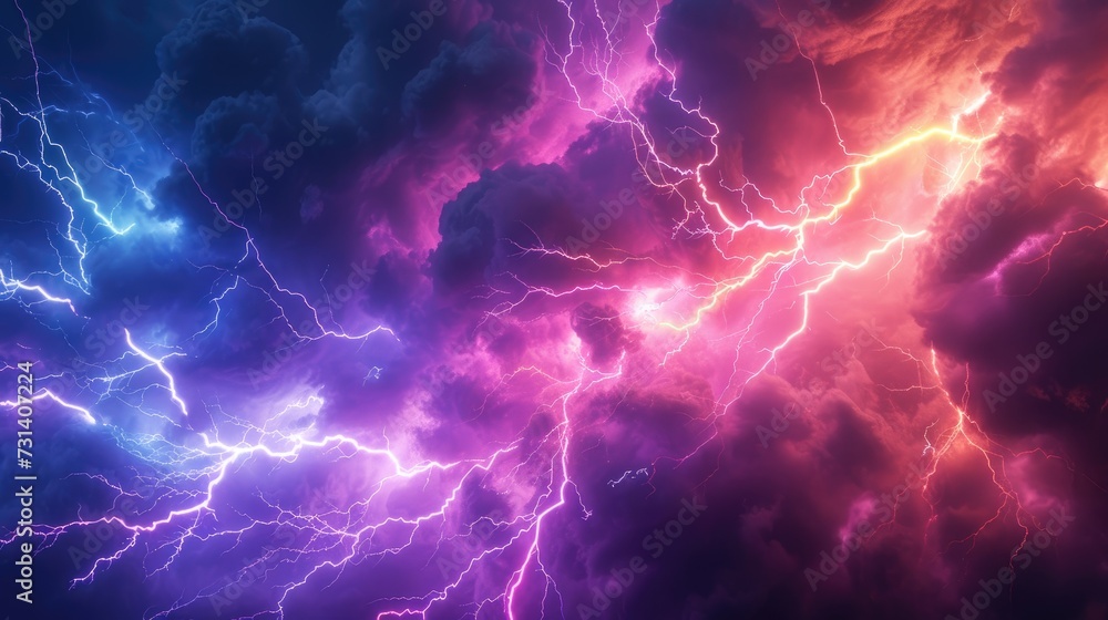 Electrify your design with a colored 3D rendering of a lightning strike element. Ai Generated. Electrify your design with a colored 3D rendering of a lightning strike element. Ai Generated.