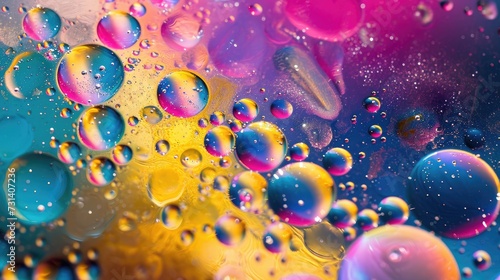 Dive into the mesmerizing details of an oily surface through a captivating macro photograph. Ai Generated.