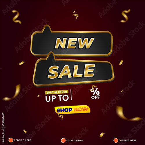 new sale discount template banner with copy space 3d podium for product sale with abstract gradient dark red background design