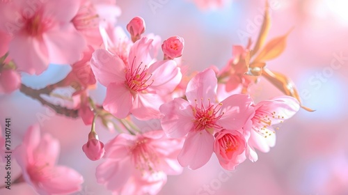 Sakura blossoms in full bloom create a breathtaking display of nature's beauty, Ai Generated. © Crazy Juke