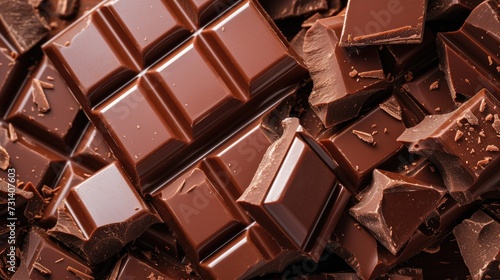 Milk chocolate pieces create a delectable and textured surface. Tempting, Ai Generated.