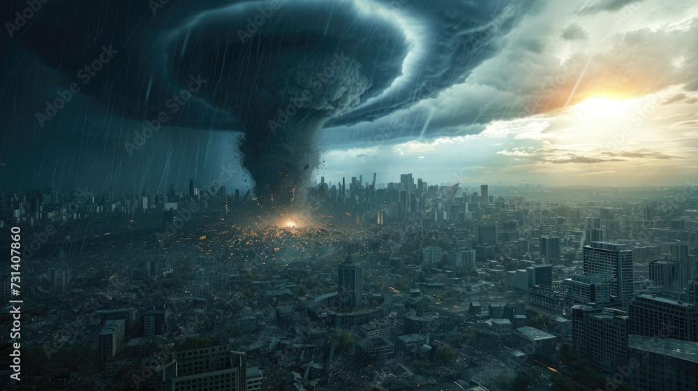 Devastation Unfolds As A Colossal Tornado Wreaks Havoc On A Cityscape ...