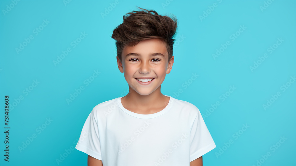 Kind lachend mit guter Laune und positiver Ausstrahlung vor farbigem Hintergrund in 16:9 Kind lachend mit guter Laune und positiver Ausstrahlung vor farbigem Hintergrund in 16:9