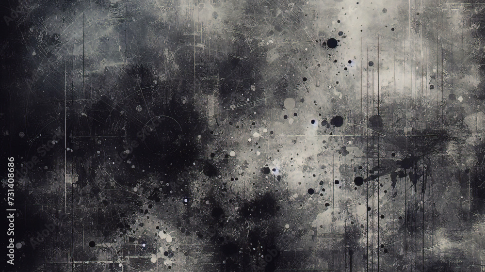 black polished aluminum background. White black glitter texture