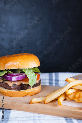 Homemade Burger and Fries