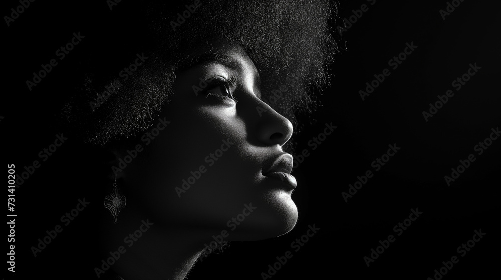 Low light profile photo of an African-American woman