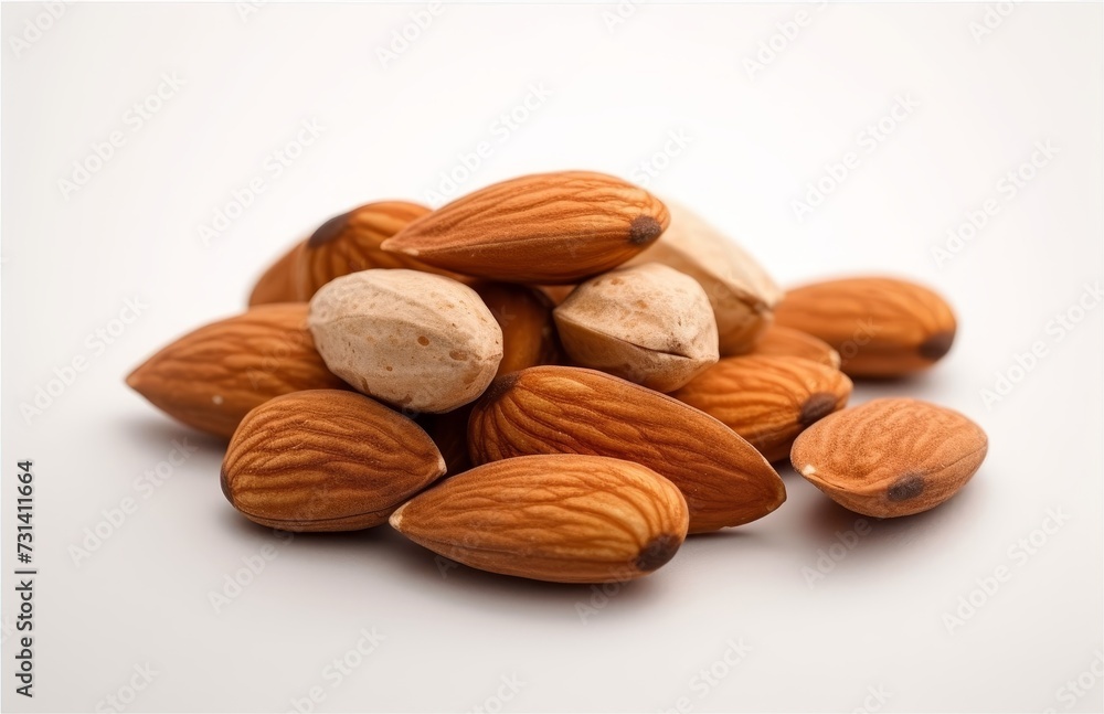 almond nuts isolated on white background close up almond nuts isolated on white background close up