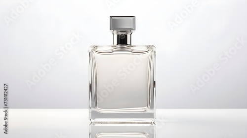 Elegant perfume bottle with a modern touch, isolated on serene light grey.