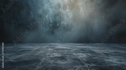 Background of empty dark room street. Concrete floor 