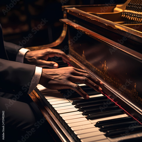 A pair of hands playing a piano.