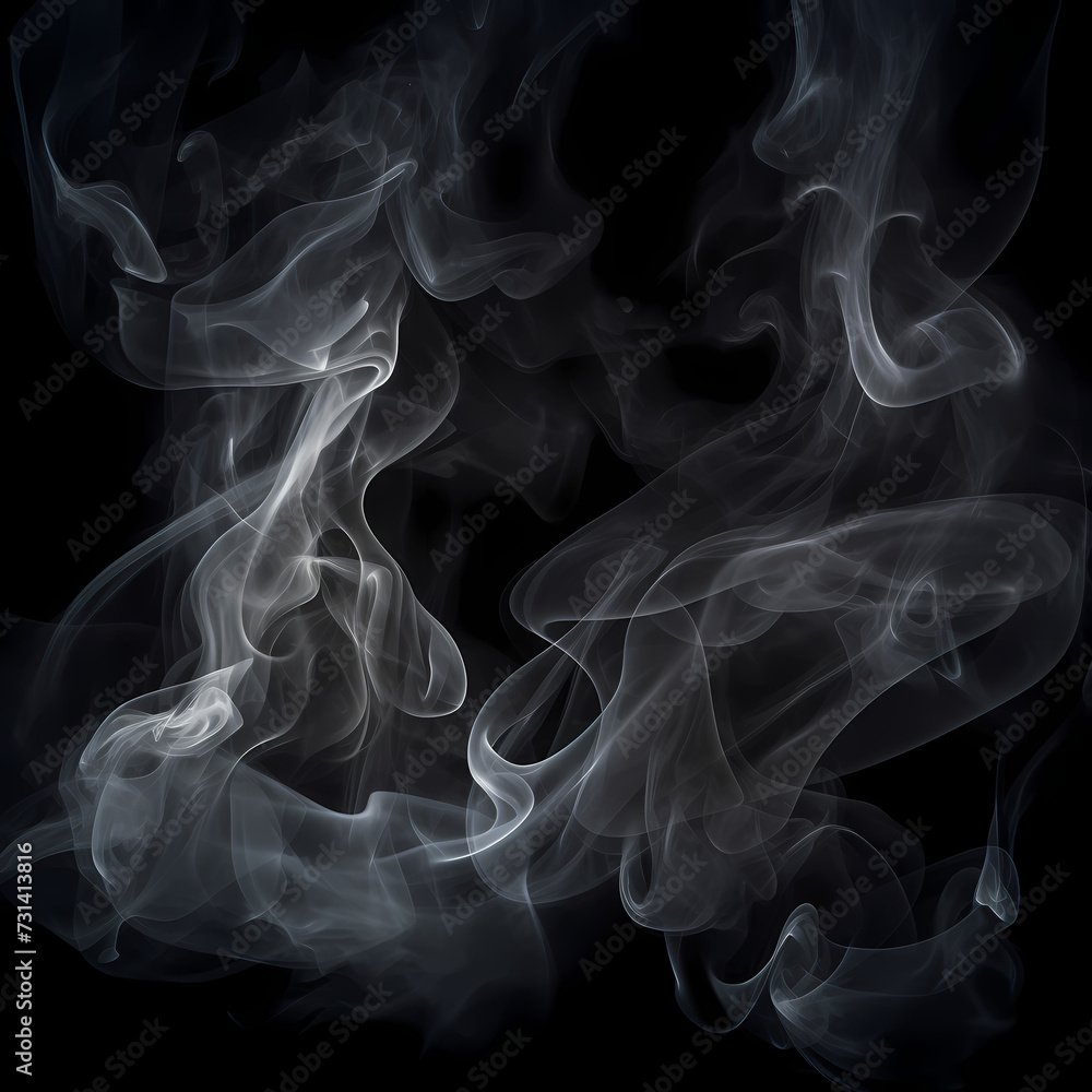 Abstract smoke patterns against a black background