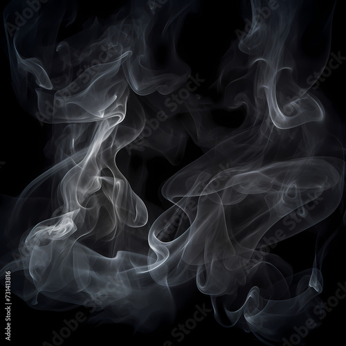 Abstract smoke patterns against a black background