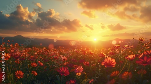 Sunset over flowery lands 