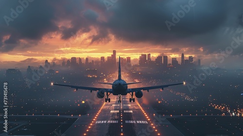 travel airplane landing in beautiful city cinematic wallpaper 