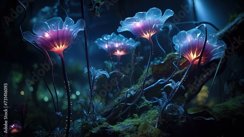 Bioluminescent alien flora nature
