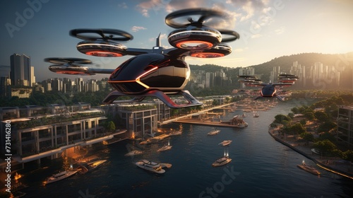 Drone taxis hovering photo