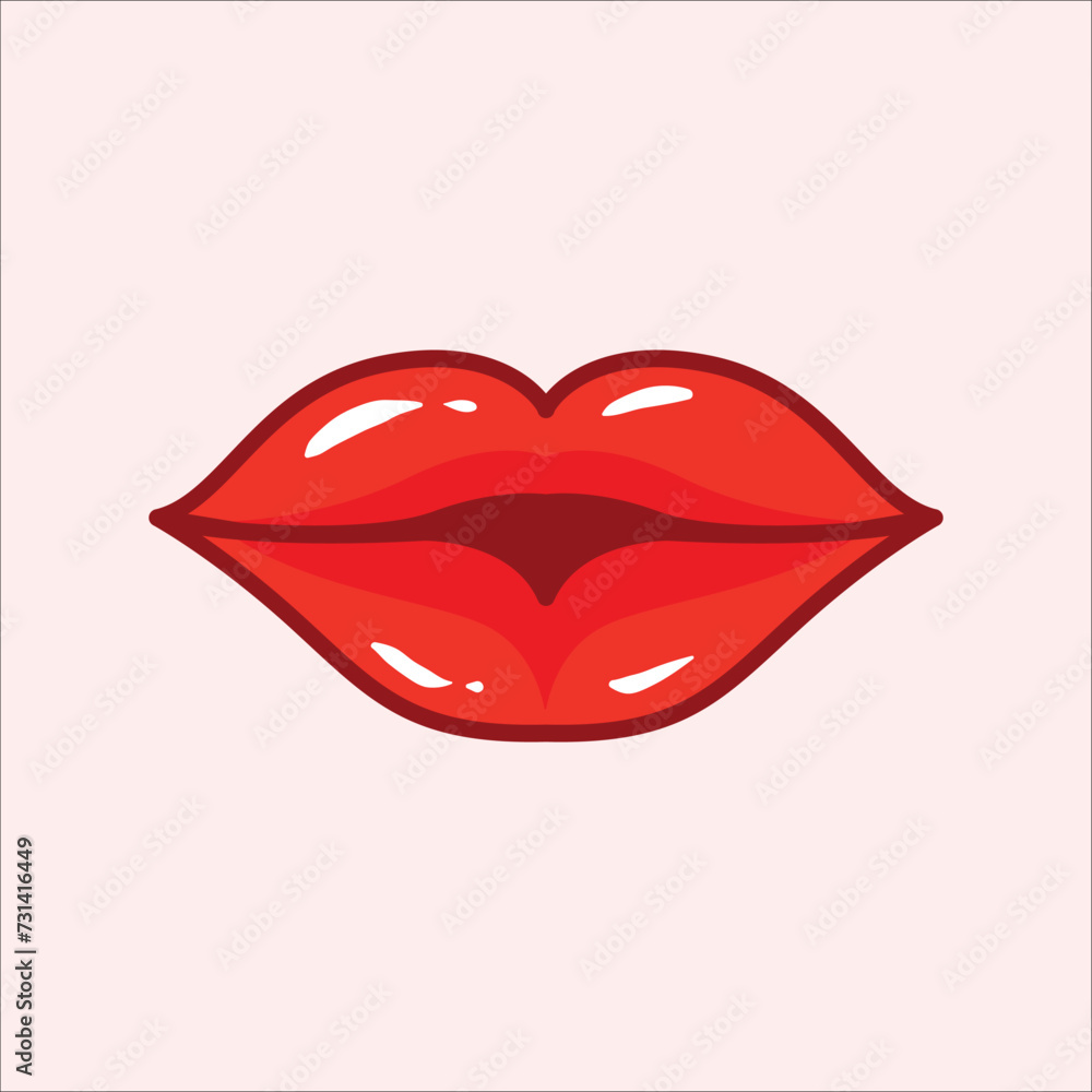Red lips cartoon illustration Red lips cartoon illustration